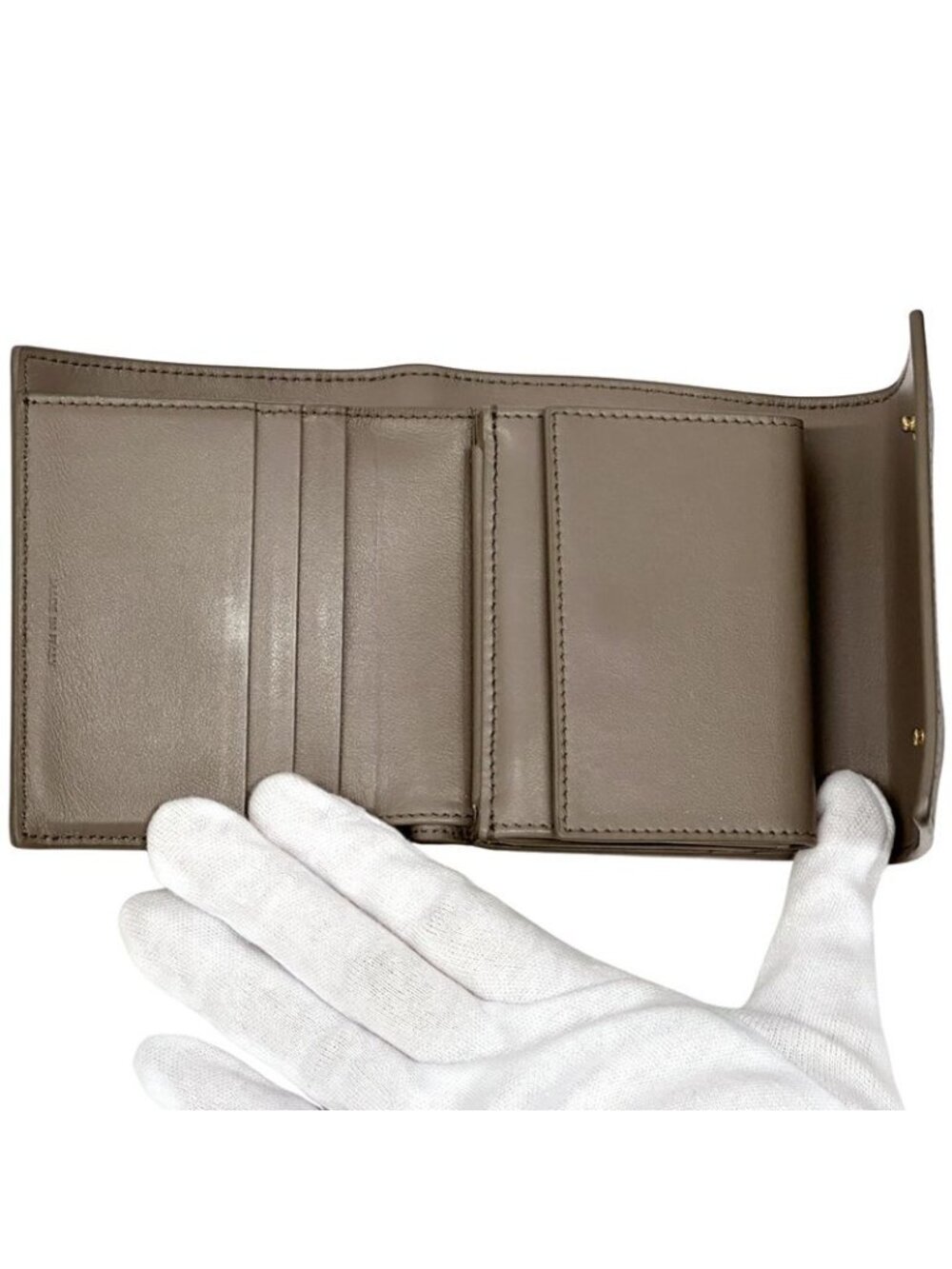 Celine Wallet Trifold Leather Small Gray Mini Compact - Picture 5 of 15